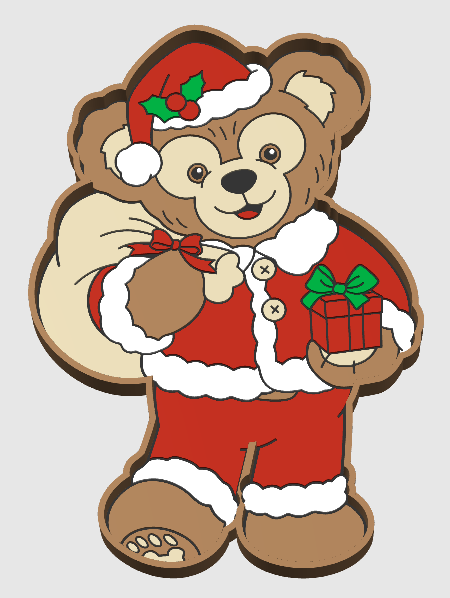 Duffy Bear Santa Tray 3MF Digital File Only