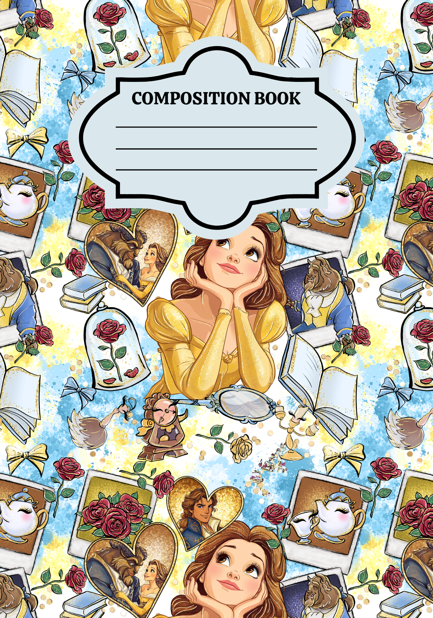 Belle Composition Notebook Sticker Cover Set