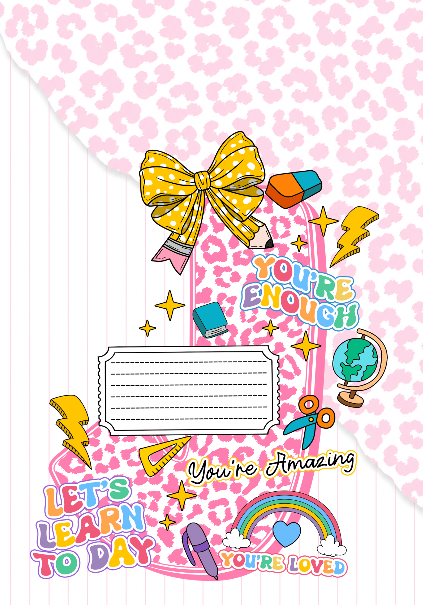 Pink Letter Composition Notebook Sticker Cover