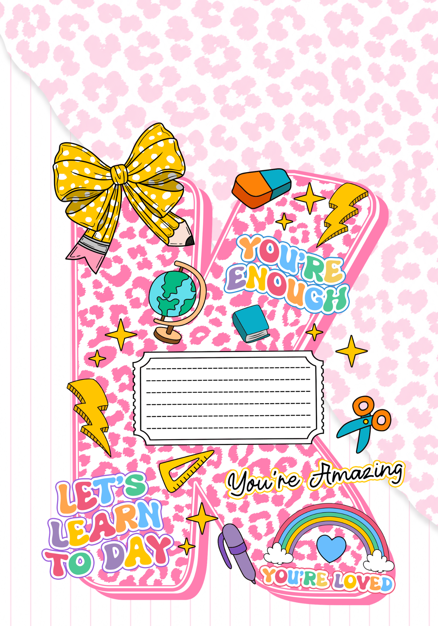 Pink Letter Composition Notebook Sticker Cover