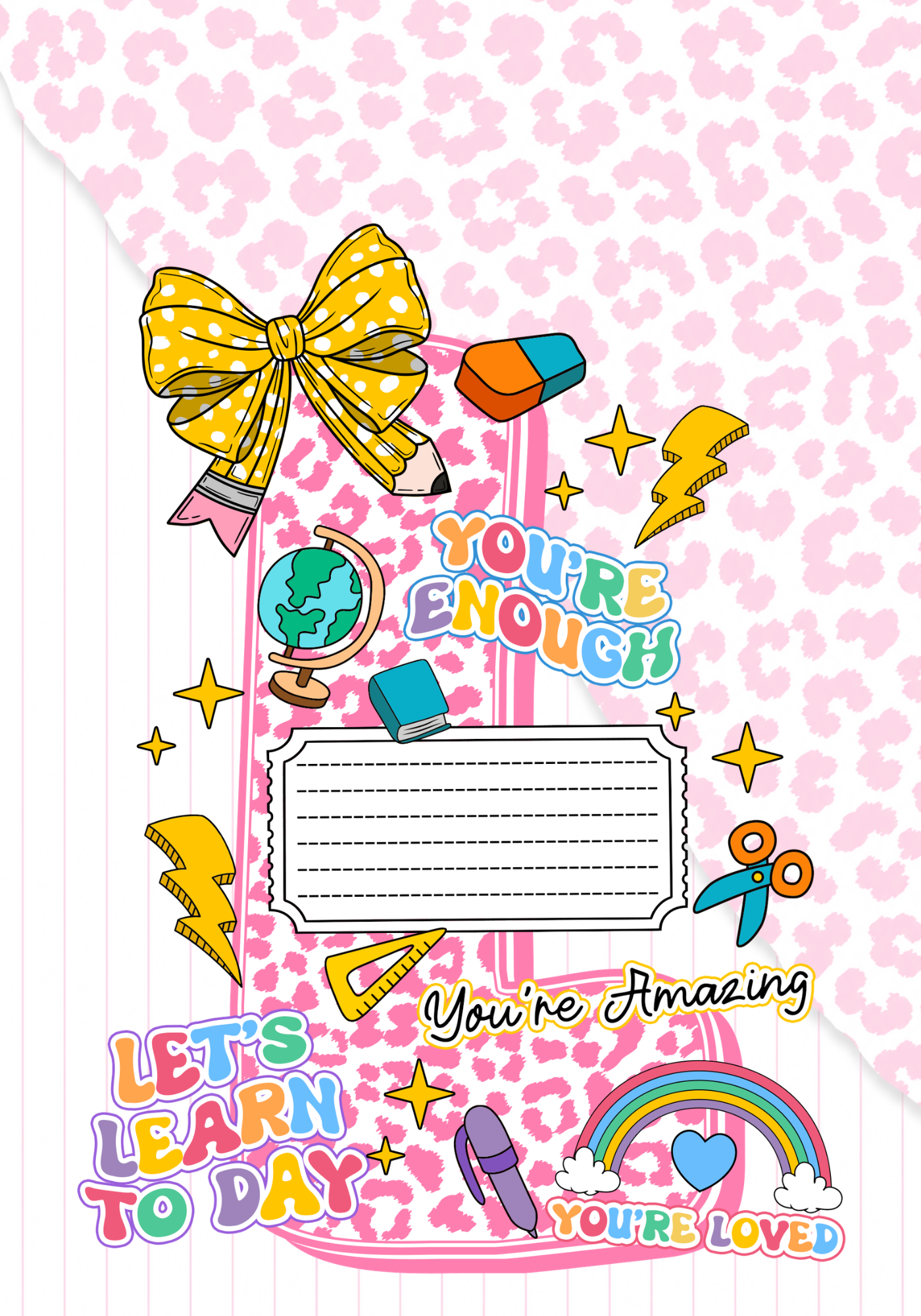 Pink Letter Composition Notebook Sticker Cover