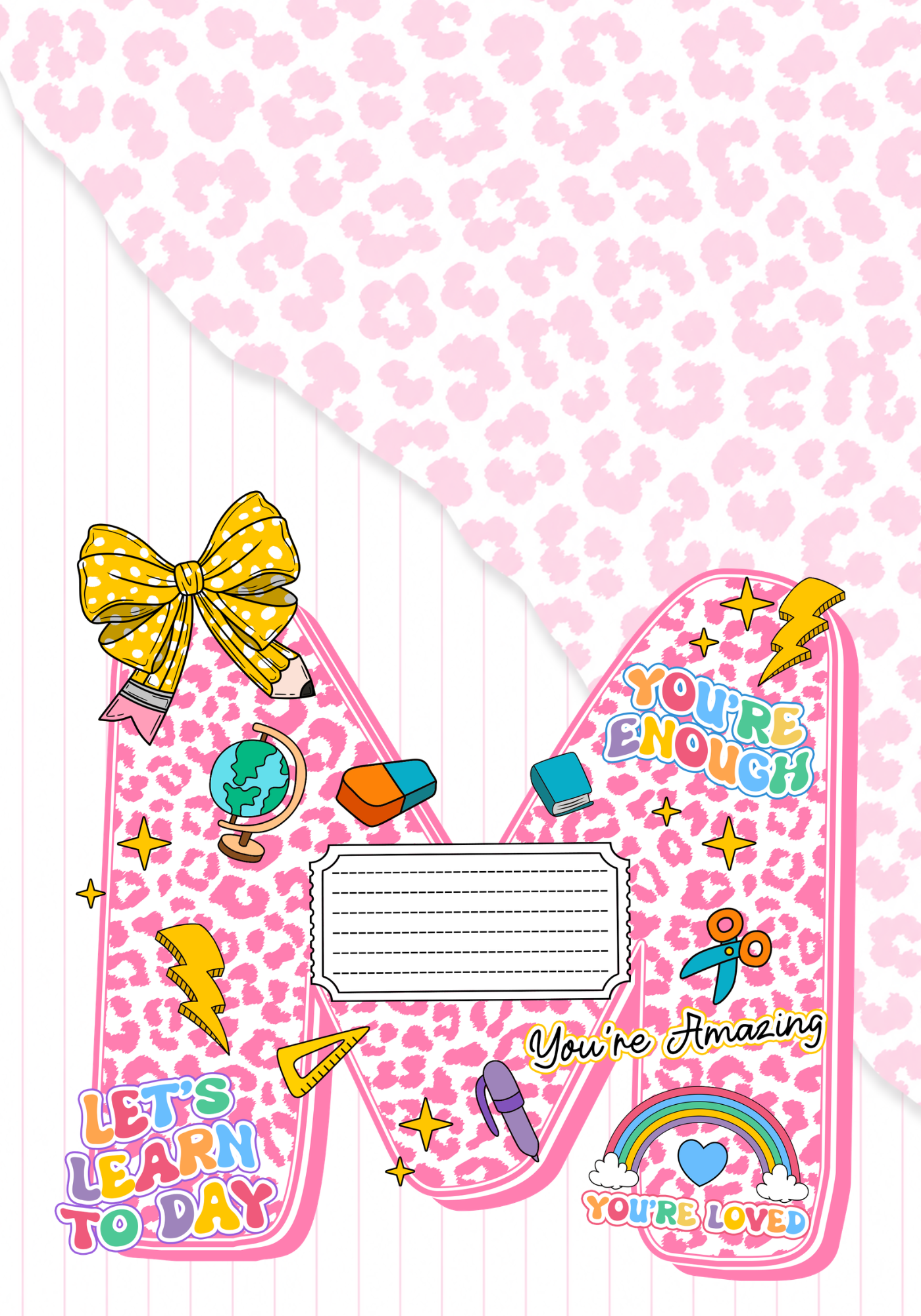 Pink Letter Composition Notebook Sticker Cover