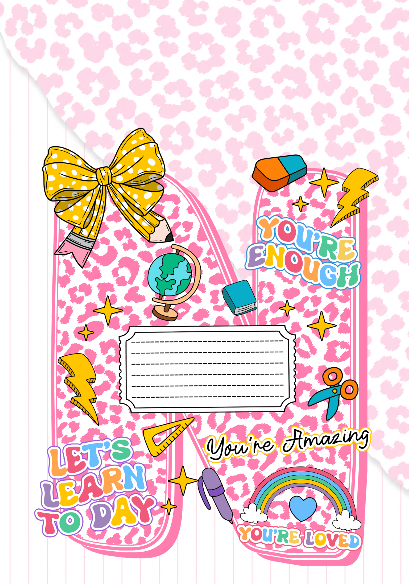 Pink Letter Composition Notebook Sticker Cover