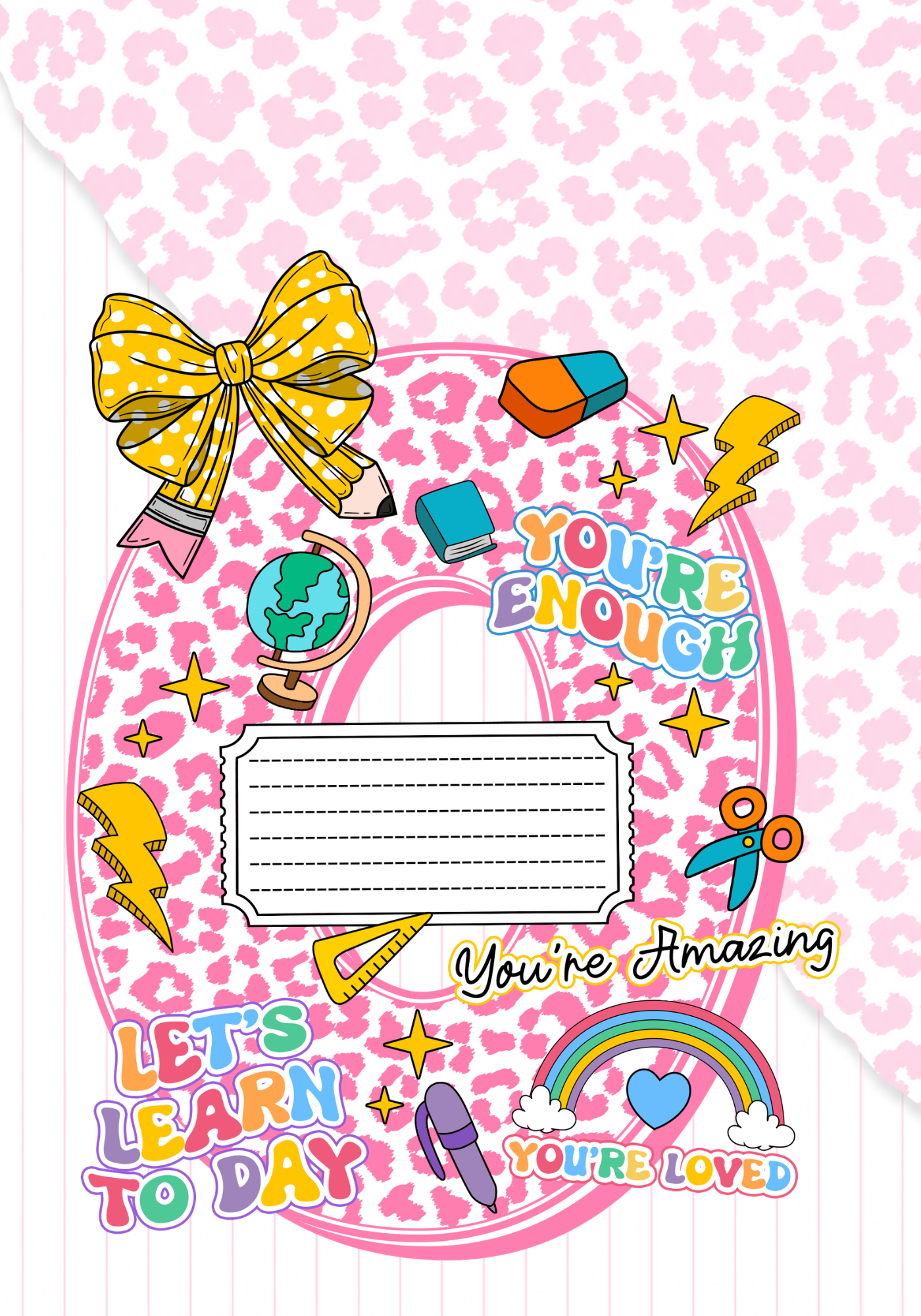 Pink Letter Composition Notebook Sticker Cover