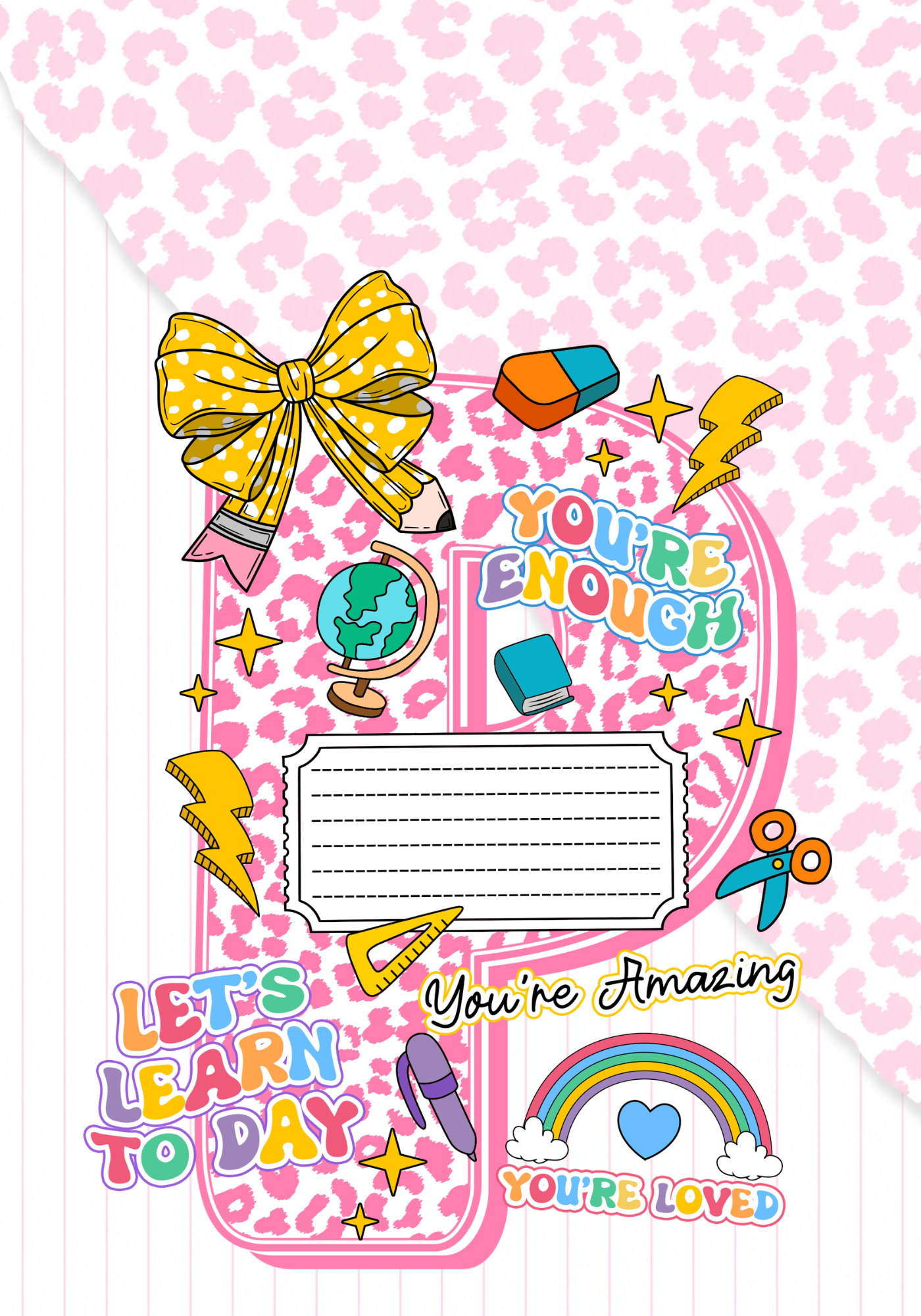 Pink Letter Composition Notebook Sticker Cover