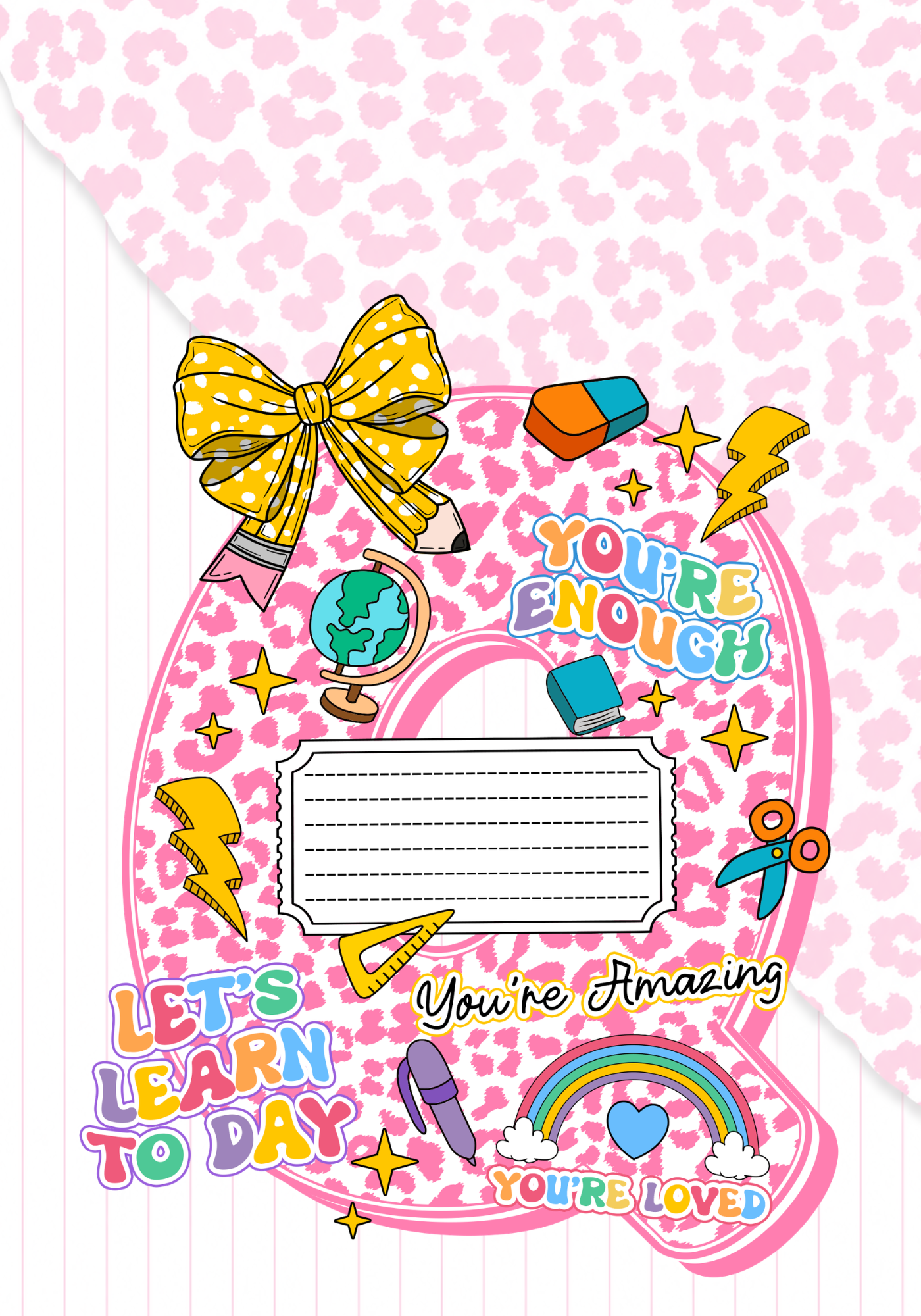 Pink Letter Composition Notebook Sticker Cover
