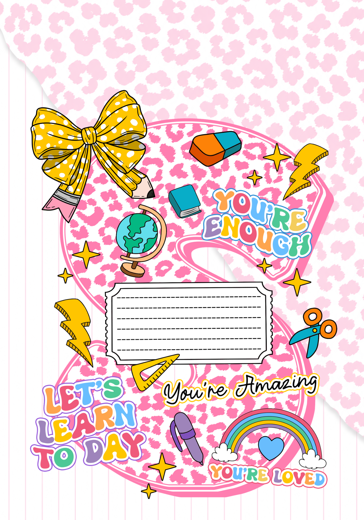 Pink Letter Composition Notebook Sticker Cover