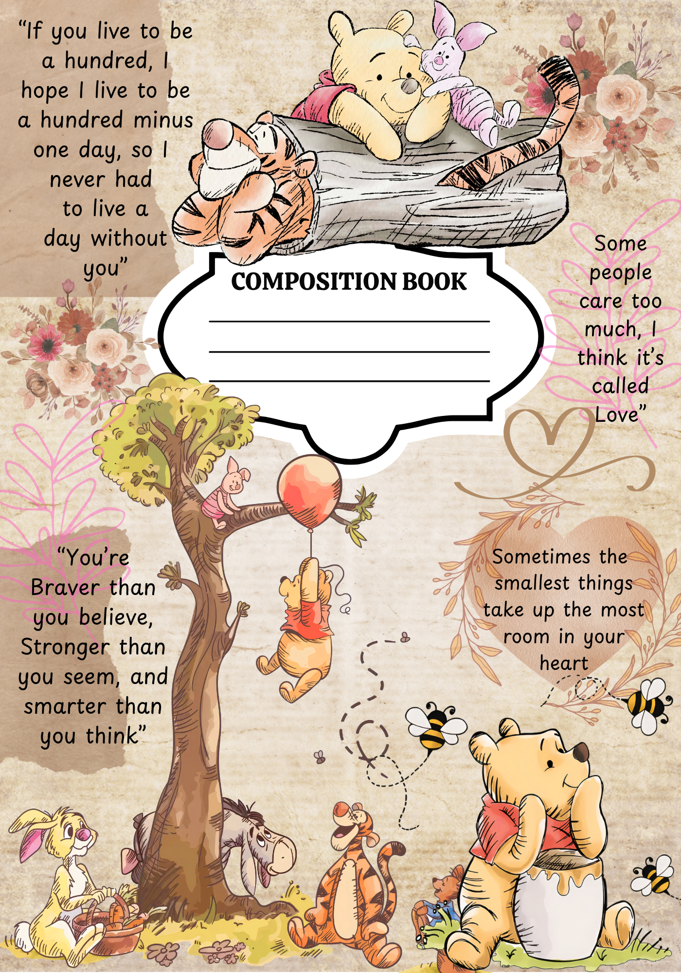 Winnie The Pooh Composition Notebook Cover Sticker