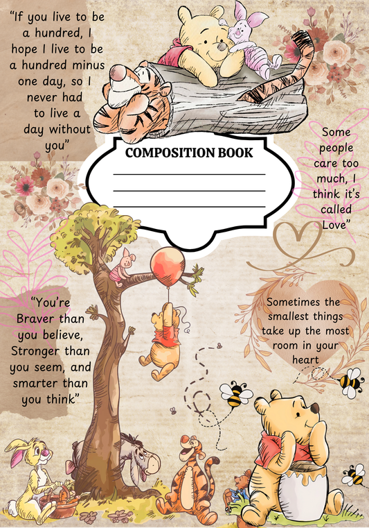 Winnie The Pooh Composition Notebook Cover Sticker