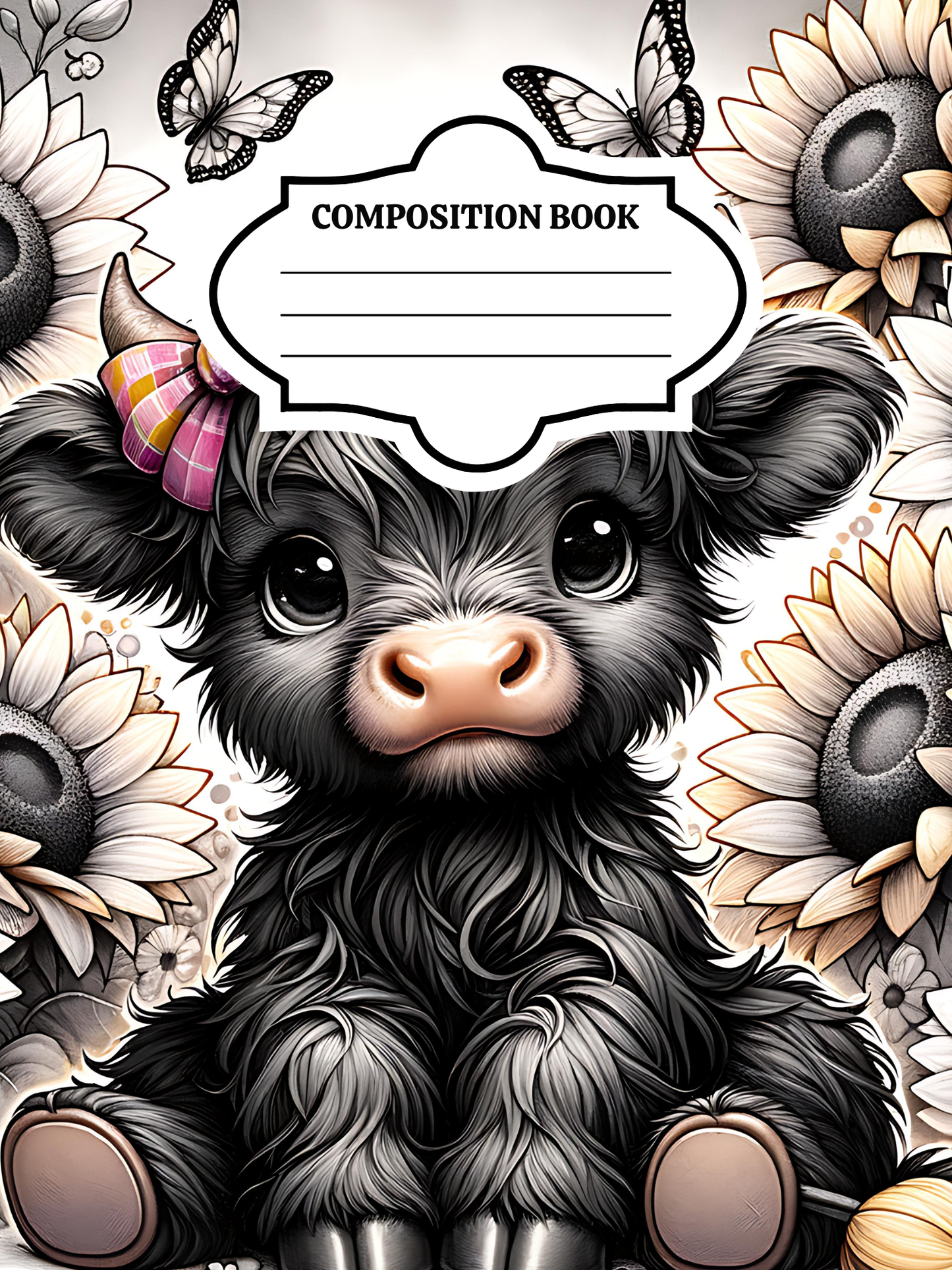 Highland Cow Composition Notebook Sticker Cover
