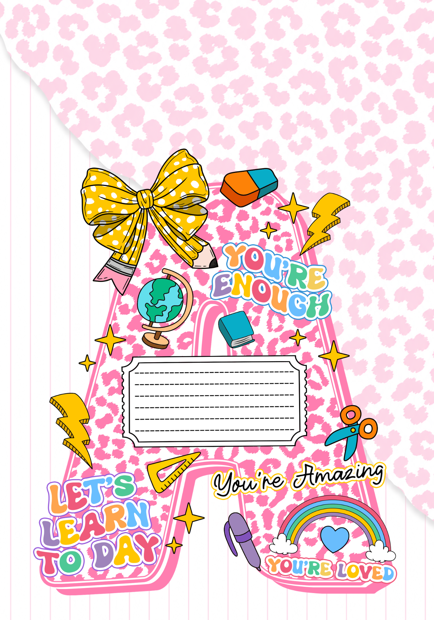 Pink Letter Composition Notebook Sticker Cover