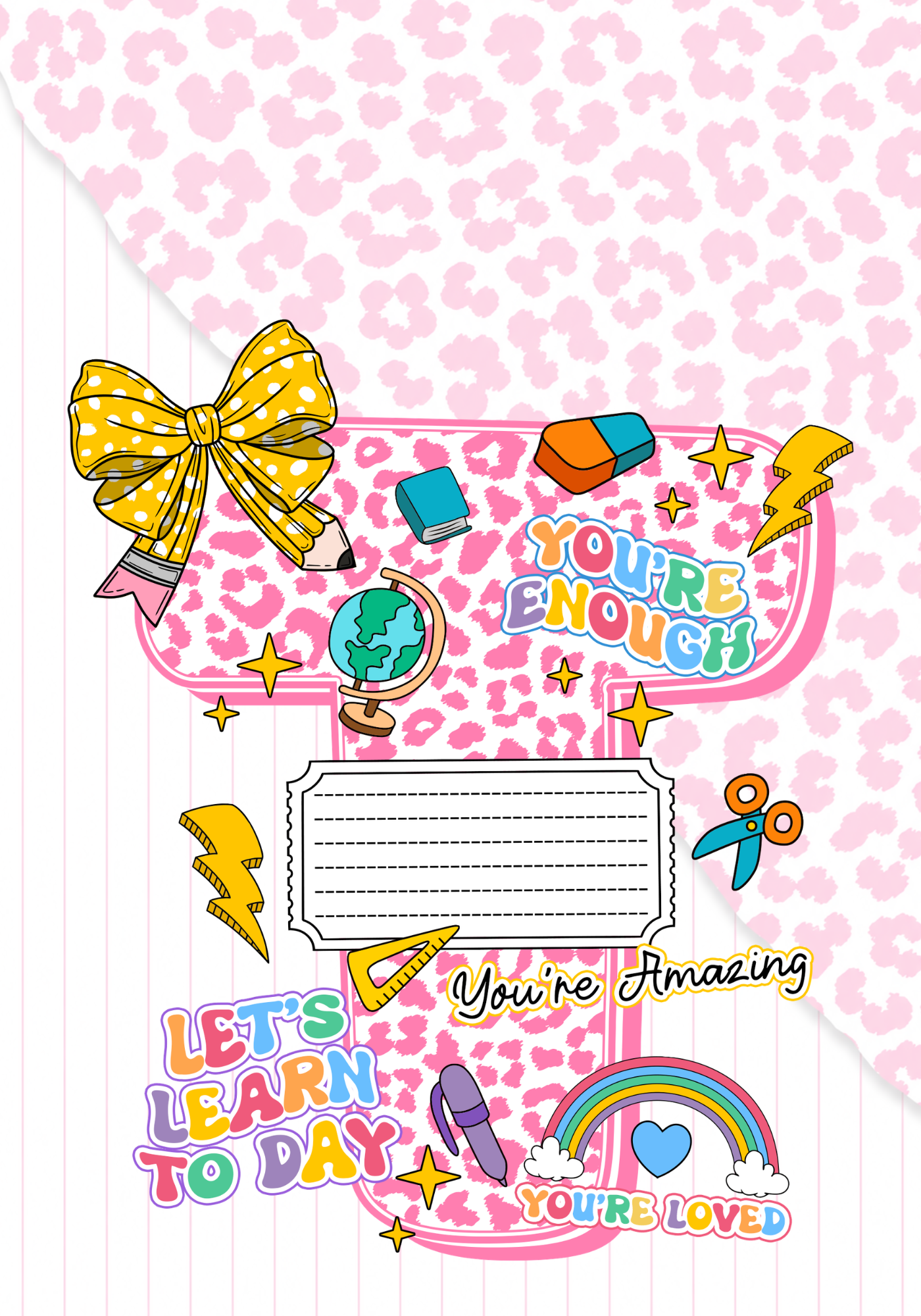 Pink Letter Composition Notebook Sticker Cover