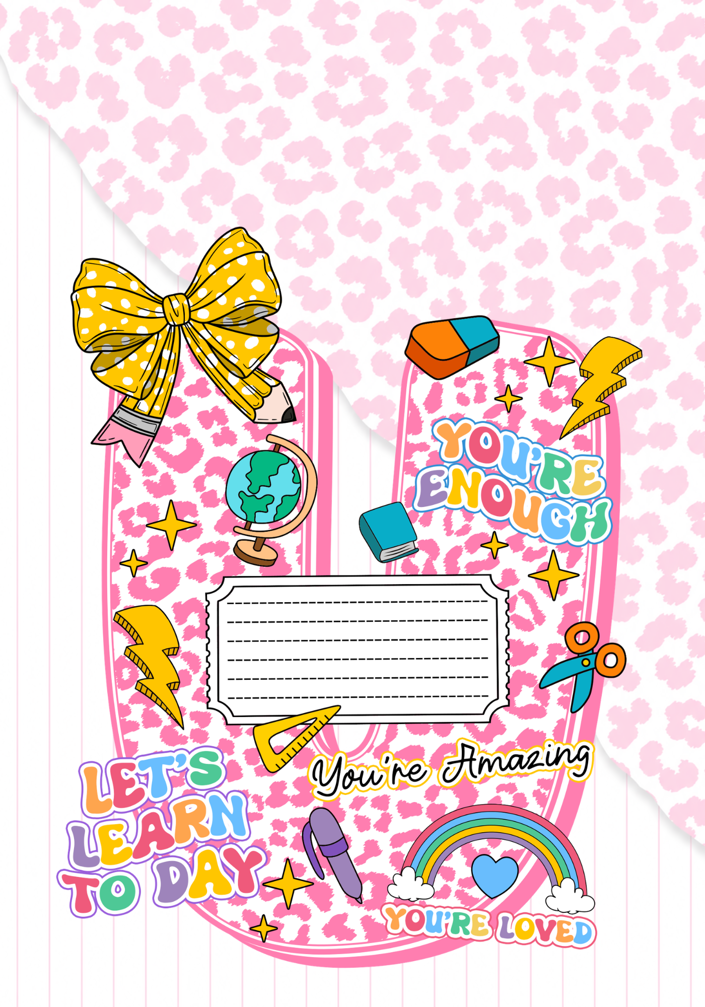 Pink Letter Composition Notebook Sticker Cover
