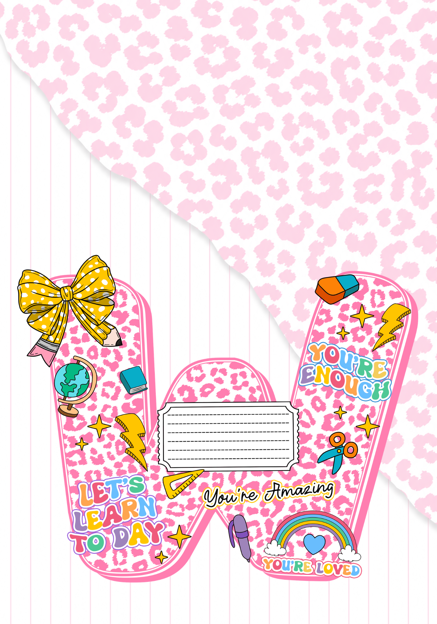 Pink Letter Composition Notebook Sticker Cover