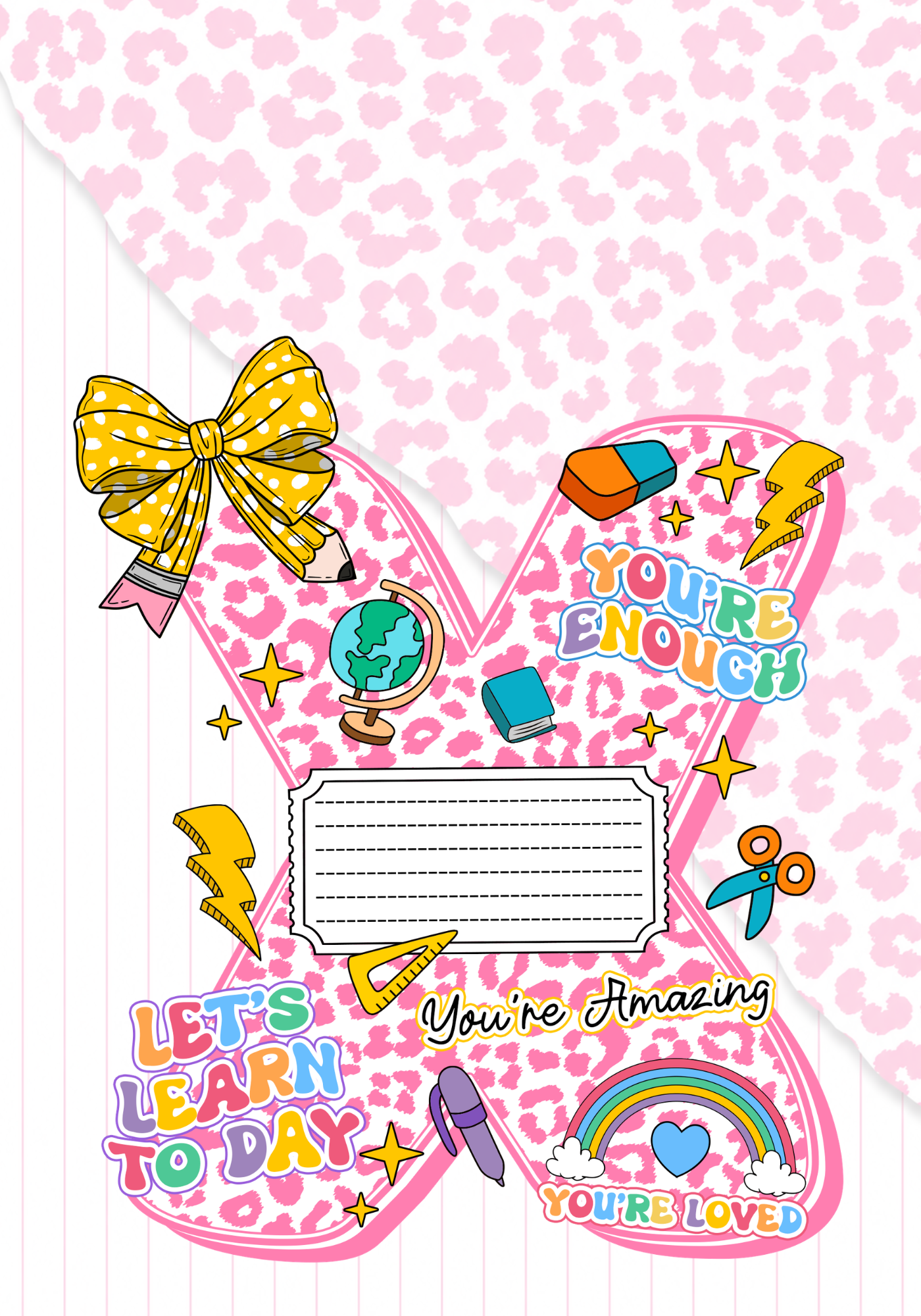 Pink Letter Composition Notebook Sticker Cover
