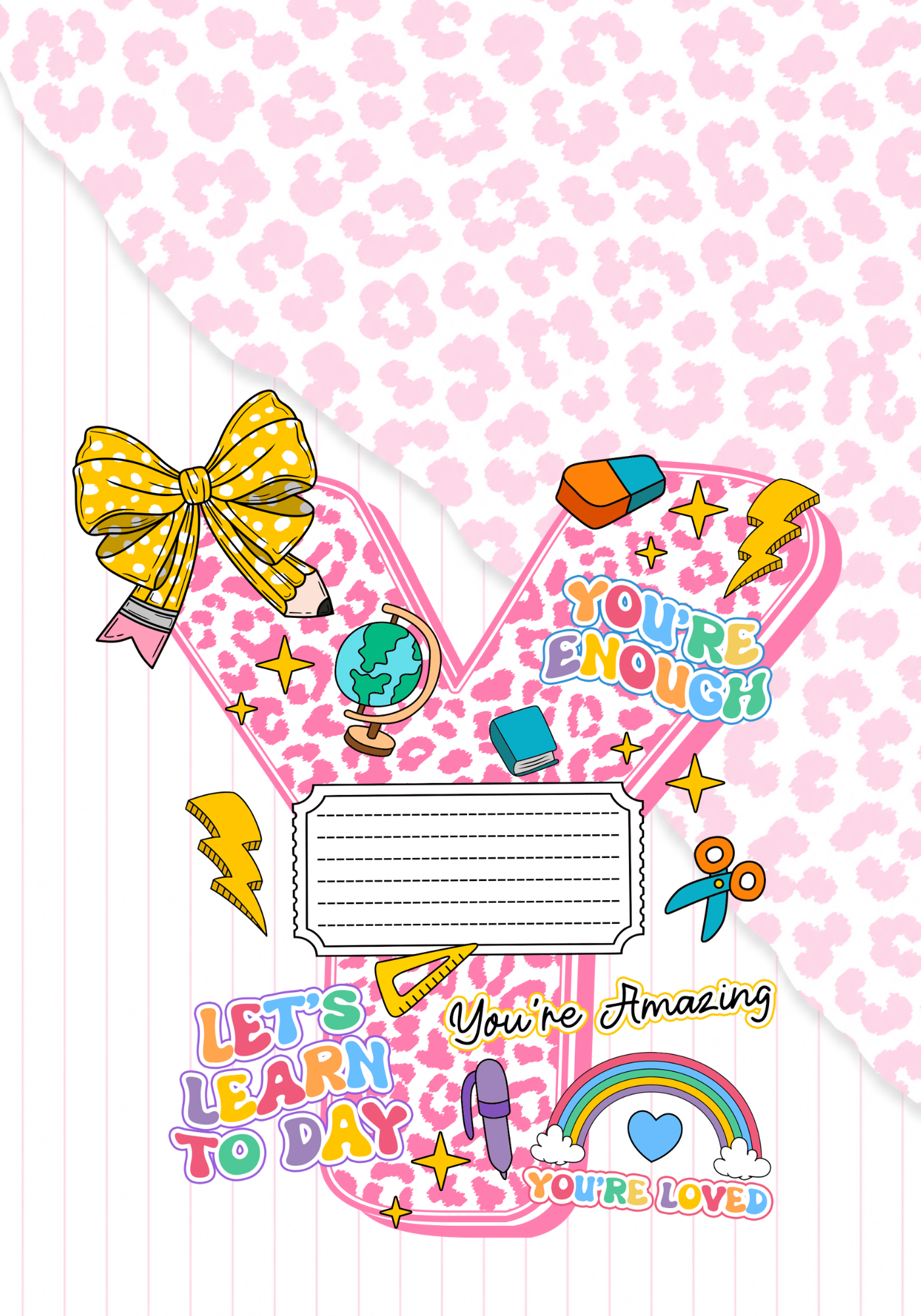 Pink Letter Composition Notebook Sticker Cover