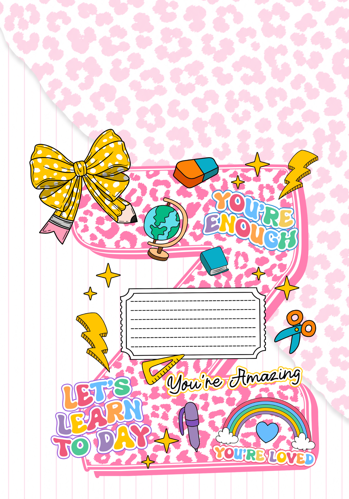 Pink Letter Composition Notebook Sticker Cover
