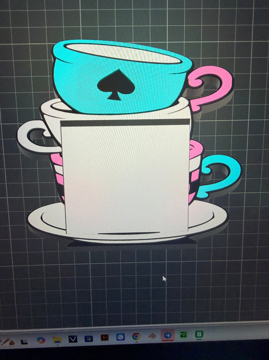 Alice tea cup post it note holder 3MF
