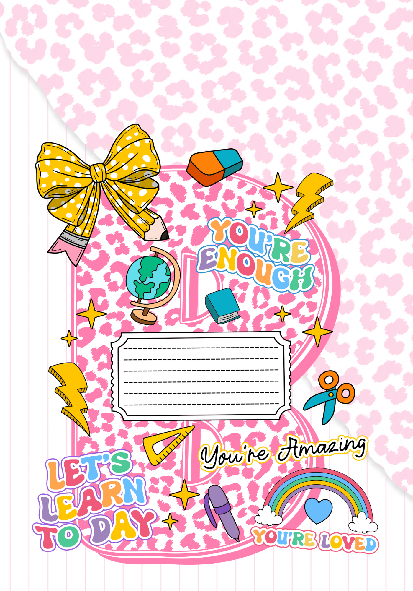 Pink Letter Composition Notebook Sticker Cover