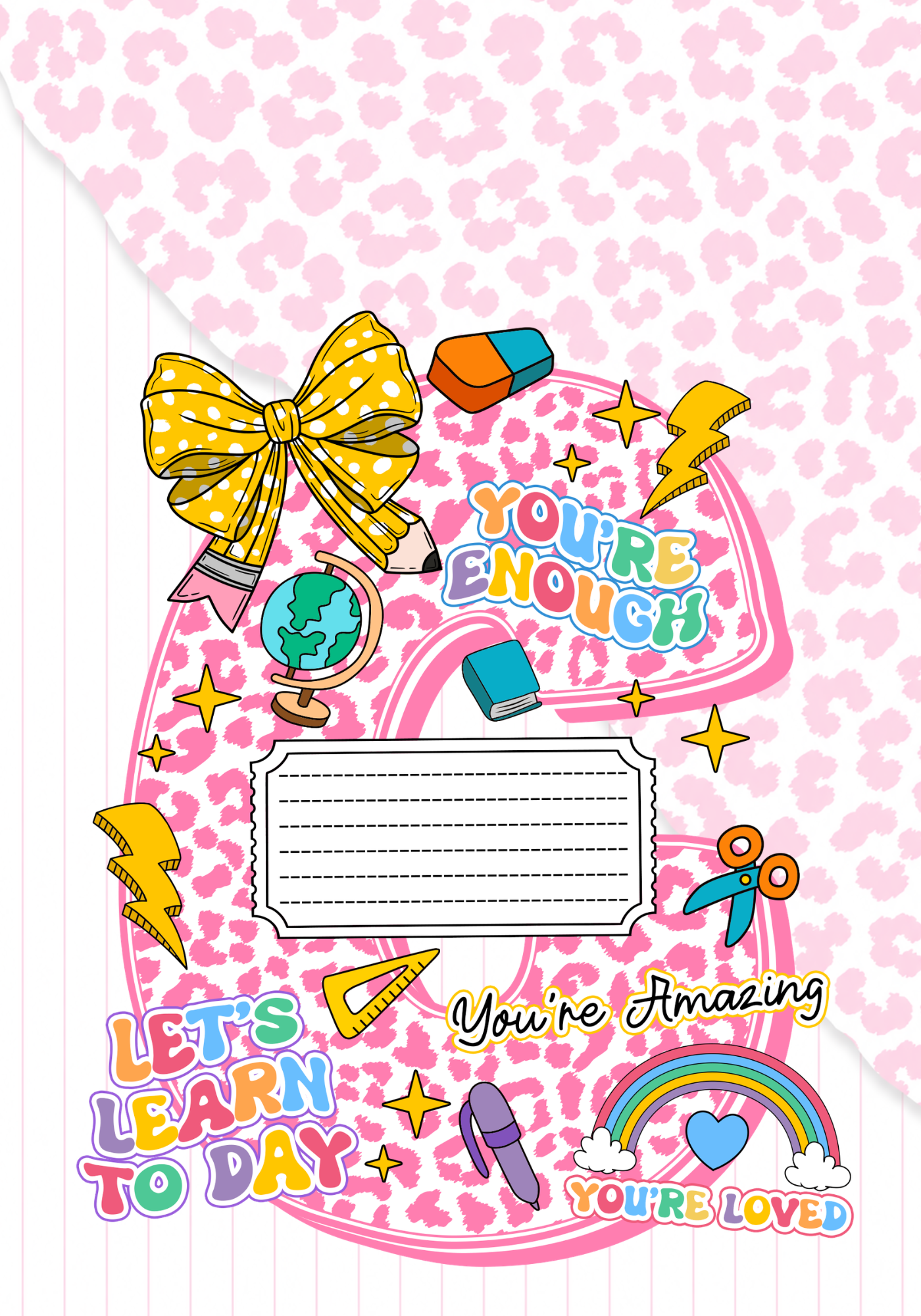 Pink Letter Composition Notebook Sticker Cover