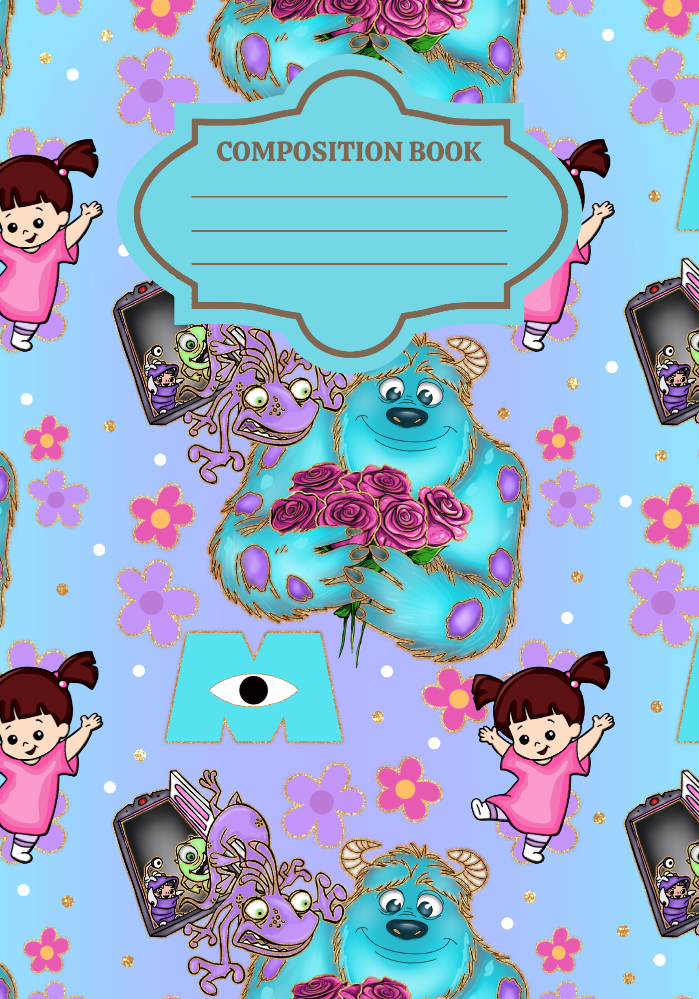 Monsters- Composition Notebook Sticker Cover Set