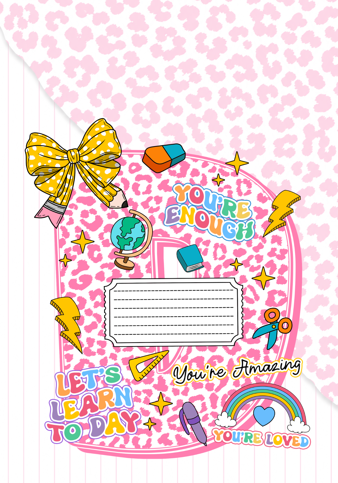 Pink Letter Composition Notebook Sticker Cover