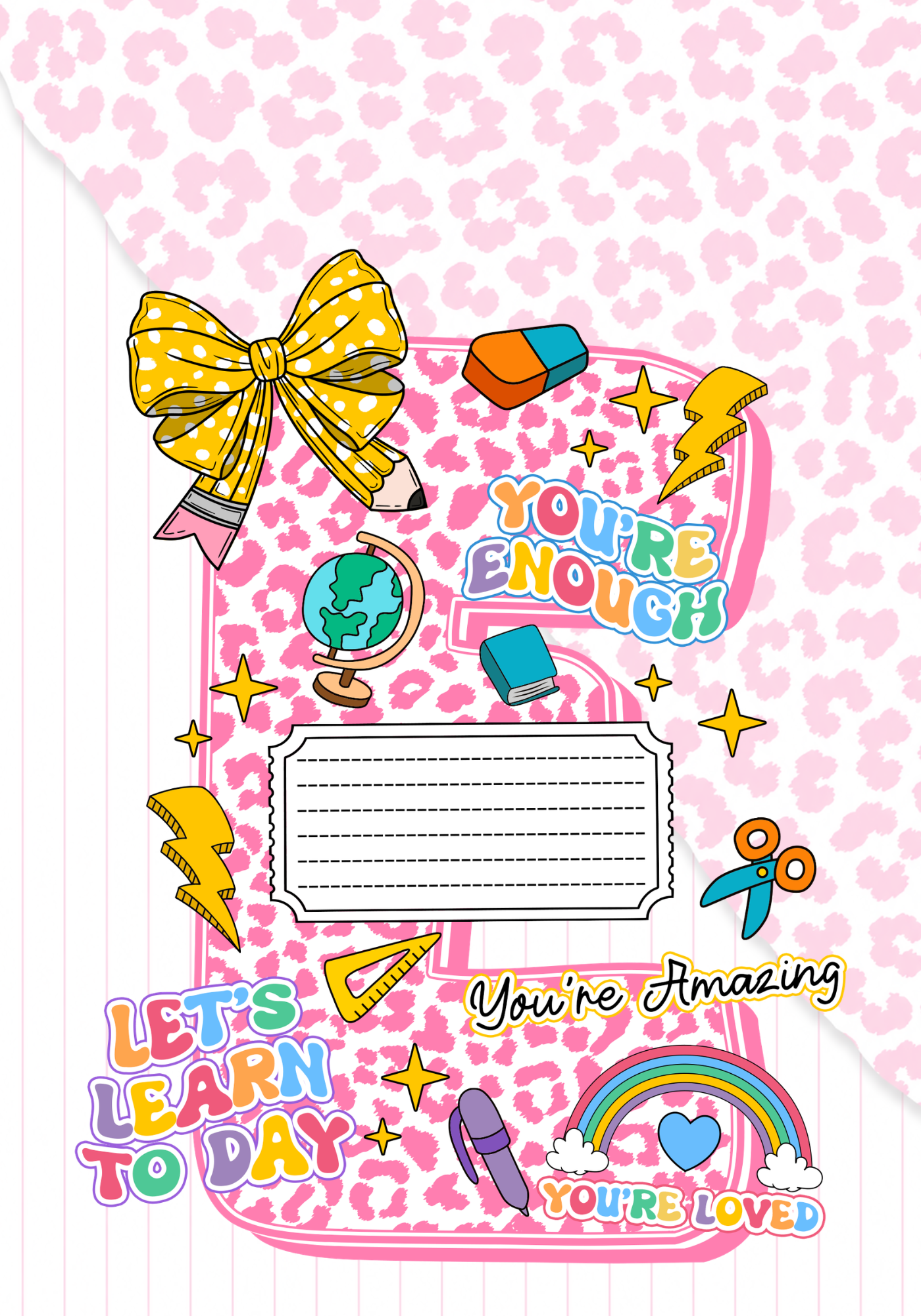 Pink Letter Composition Notebook Sticker Cover