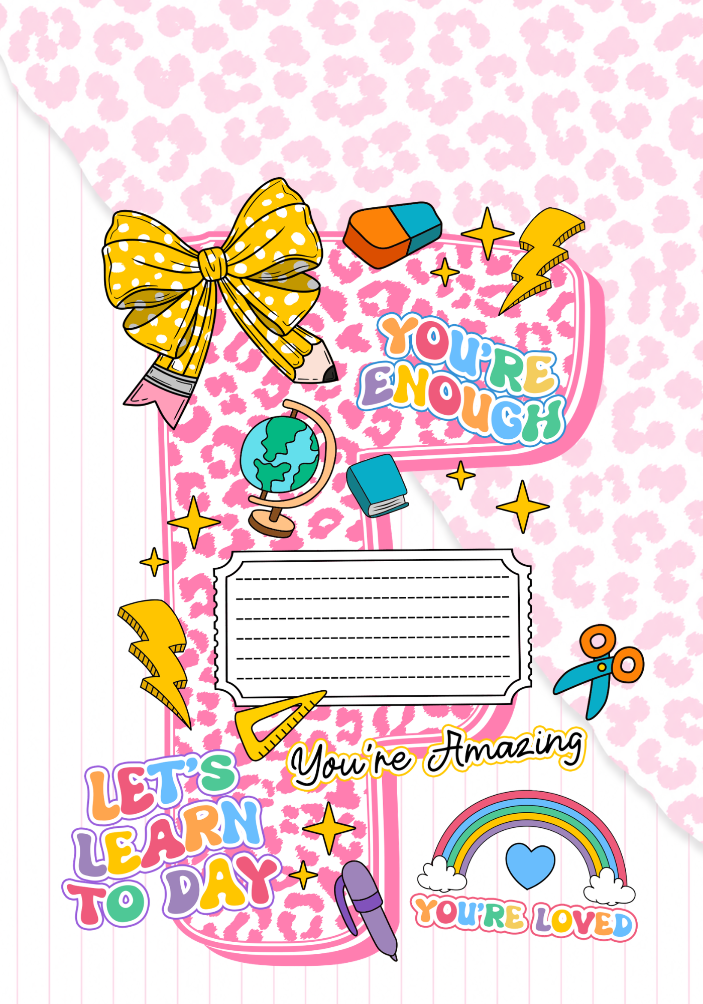 Pink Letter Composition Notebook Sticker Cover