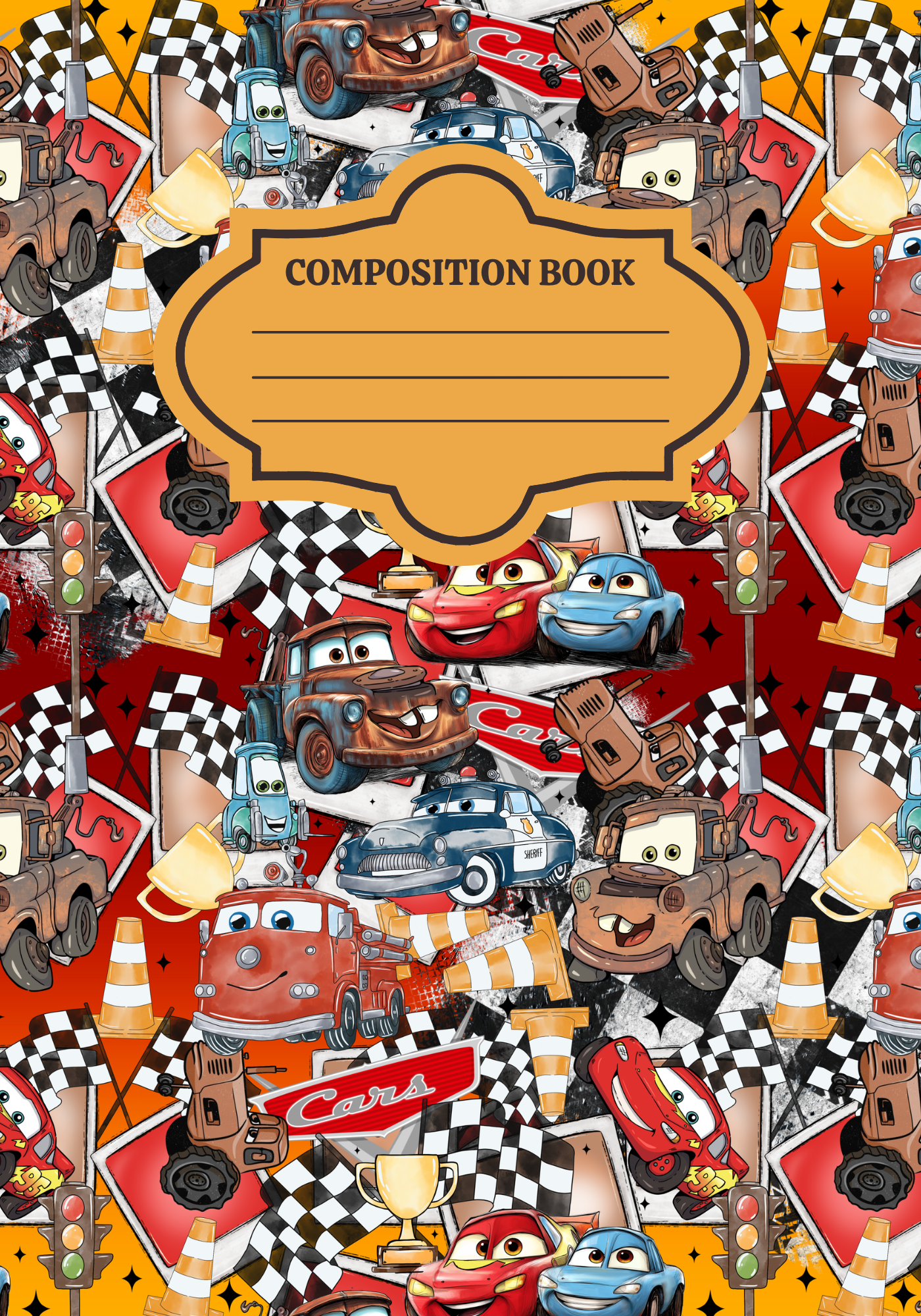 Cars Composition Notebook Sticker Cover Set