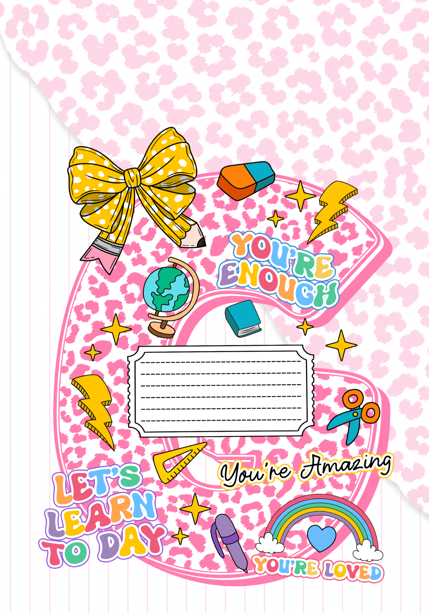 Pink Letter Composition Notebook Sticker Cover
