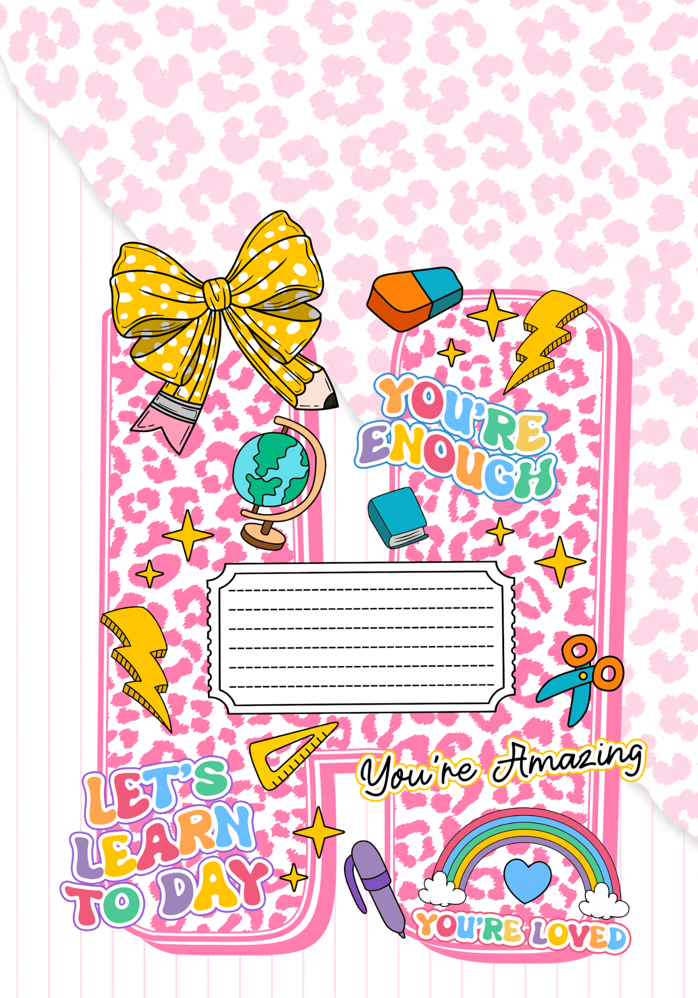 Pink Letter Composition Notebook Sticker Cover