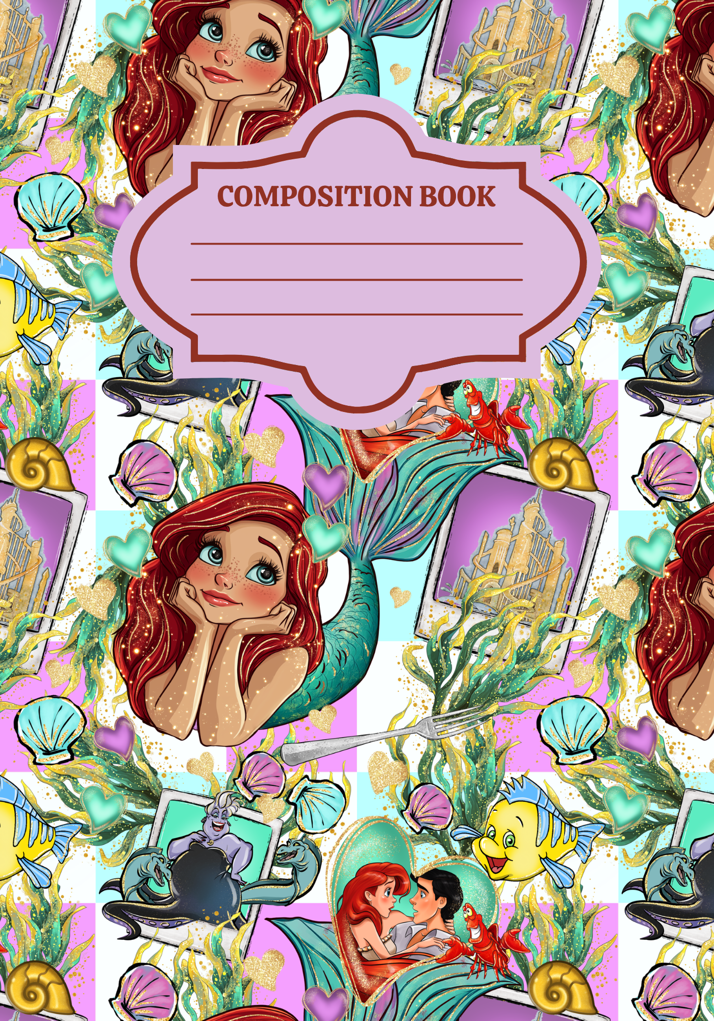Ariel Composition Notebook Sticker Cover Set