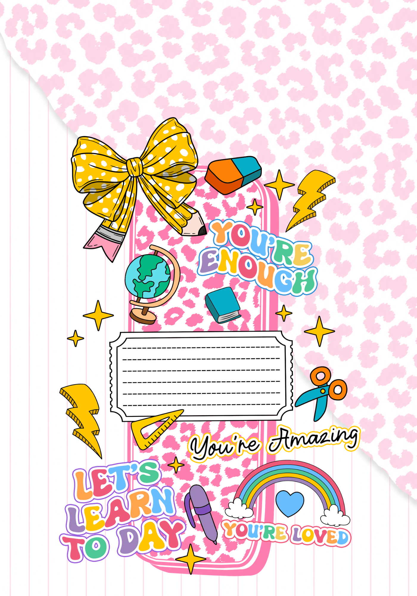 Pink Letter Composition Notebook Sticker Cover