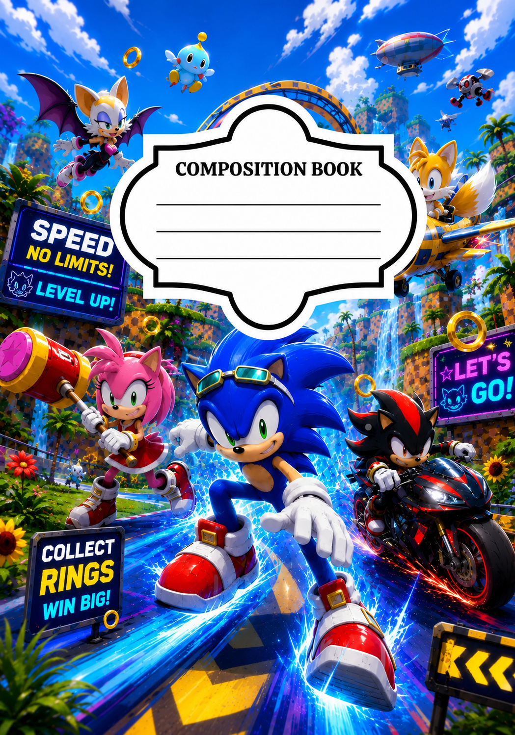 Sonic Composition Notebook Sticker Cover