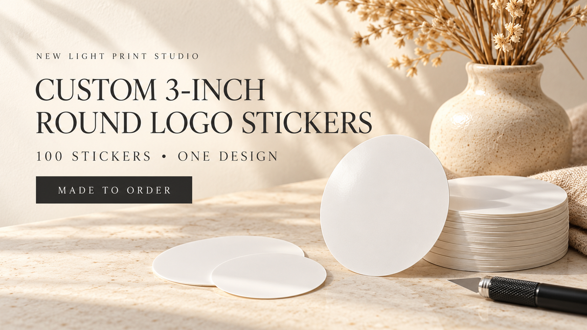Custom 3-Inch Round Logo Stickers — 100 Pack