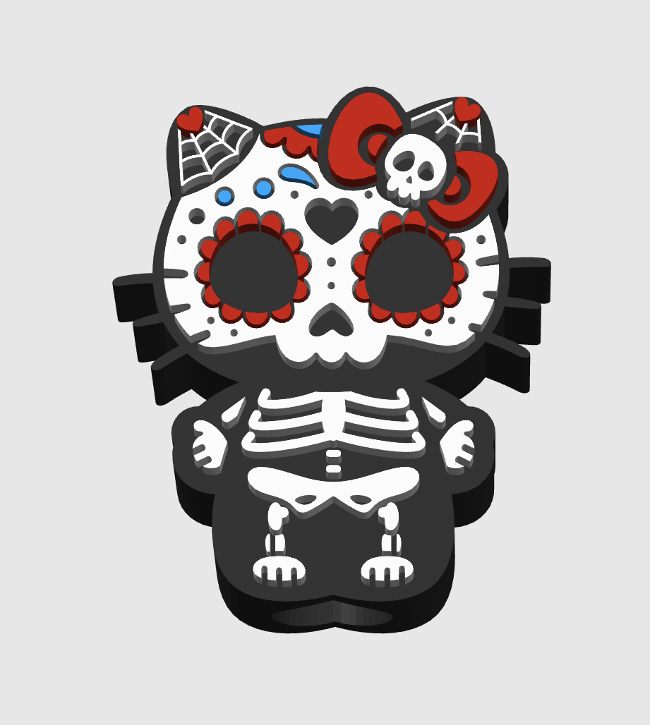 Day of the Dead Kitty Straw Topper Set 8mm & 10mm 3MF digital