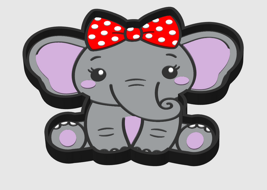 Cute Elephant with bow Tray 3MF DIgital File