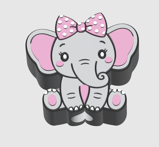 Cute Elephant With Bow Straw Topper Set 8mm & 10mm 3MF Digital File