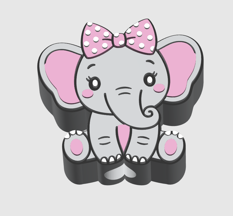 Cute Elephant With Bow 10mm Straw Topper 3MF Digital File