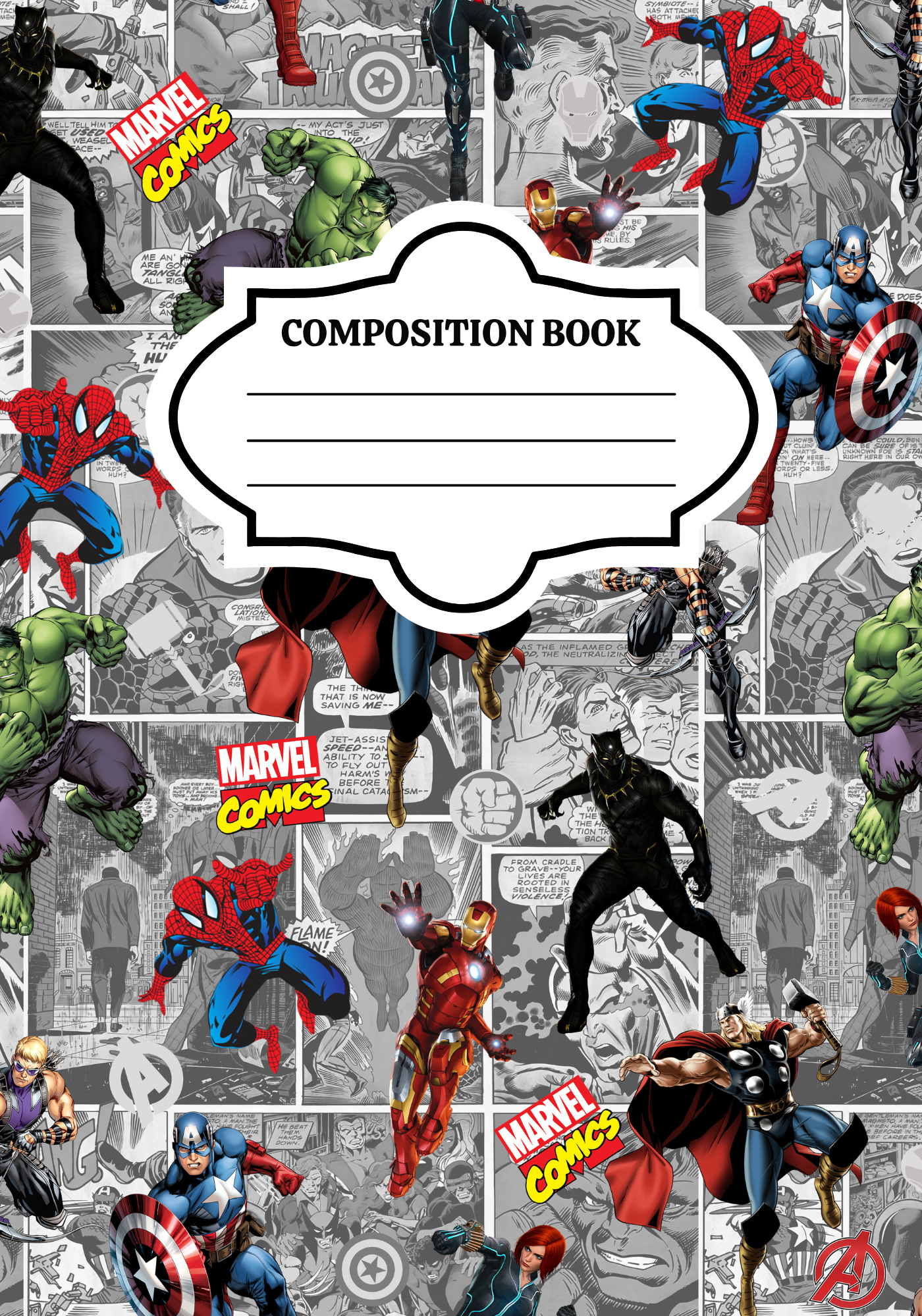 Marvel Composition Notebook Cover Sticker