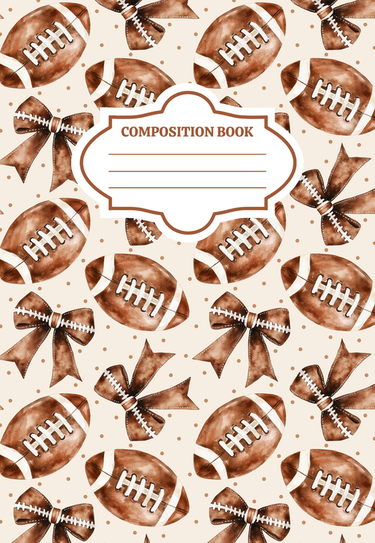 Football and Bows Composition Notebook Cover